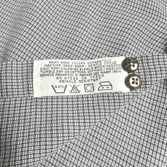 Yves Saint Laurent | Crosshatch Pattern Light Button Up Dress Shirt | Medium - Picture 10 of 13